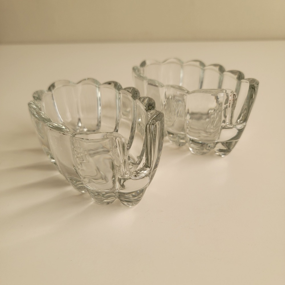 Princess House #438 Table Buffet Utensil Holders Pressed Glass Set of 2